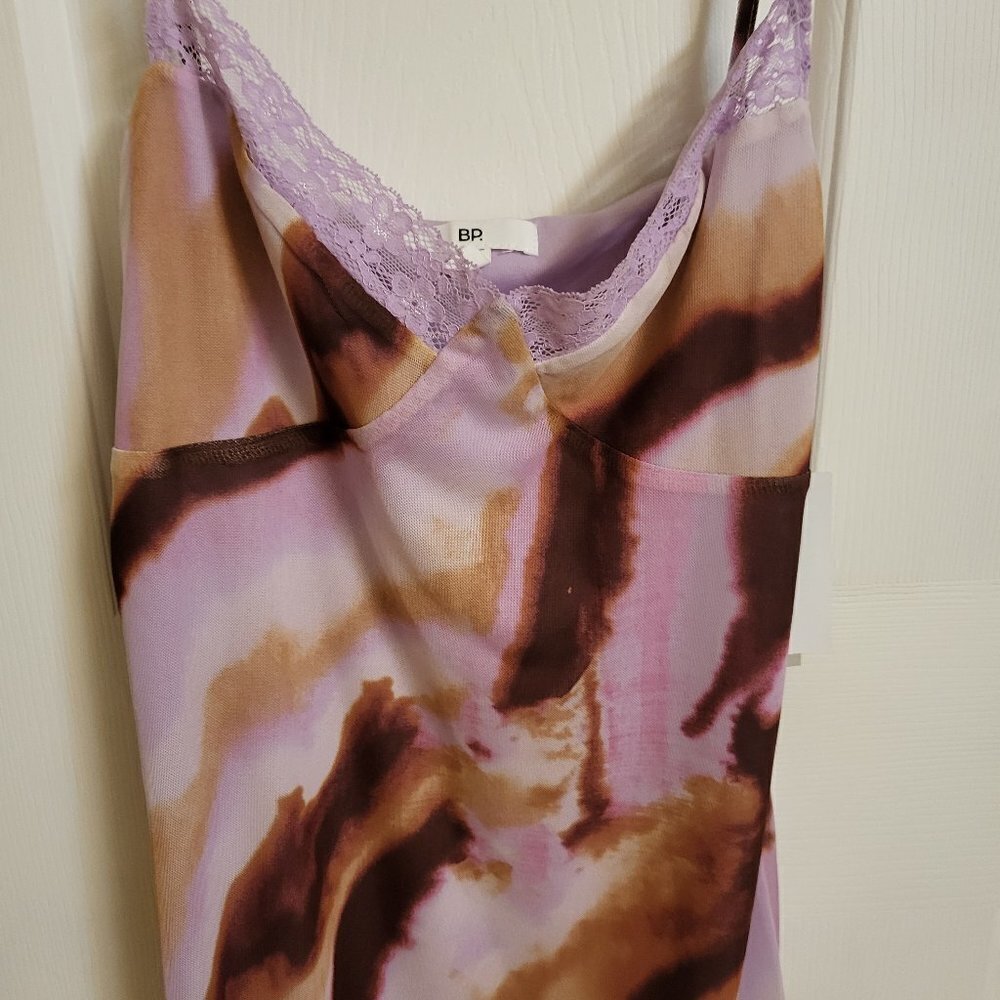 Lace Cami Mesh Minidress in purple mineral abstract Size: Medium NWT - Picture 4 of 12